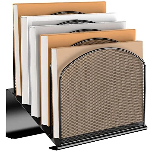 Desk File Organizer 5 Compartment Paper Letter Organizer Magazine Holder Rack