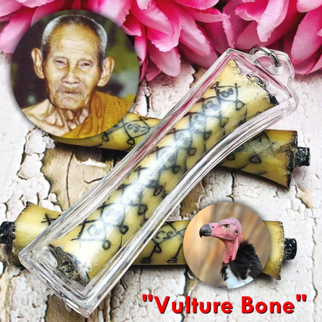 Takrut Vulture Bone Lucky Windfall Magic Yant Pendant Lp Nong Thai Amulet #16484