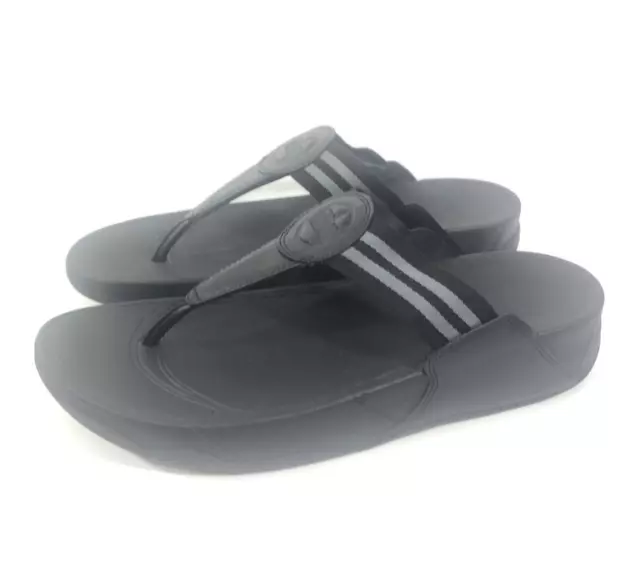FitFlop Womens 11 Walkstar Webbing Toe-Post Flip Flop Sandals Shoes All Black