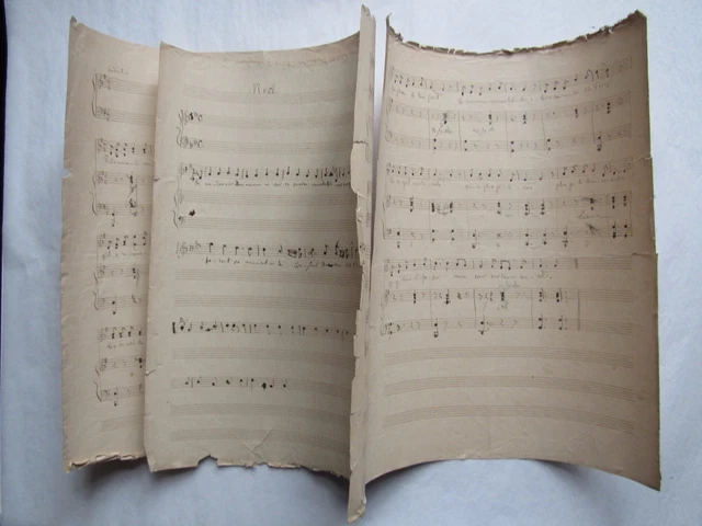 LOT de 3 FEUILLETS : PARTITIONS de MUSIQUE RELIGIEUSE - MANUSCRITS