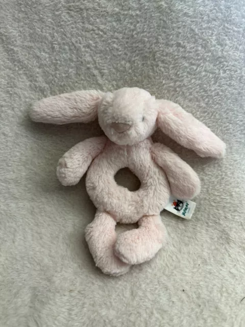 Jellycat pink bashful bunny ring rattle soft toy