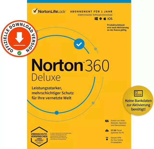 Norton Security Deluxe 3.0 Vollversion ESD Deutsch 5 Geräte 1 Jahr Download 2024