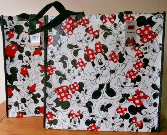 DISNEY SAC CABAS Mickey Minnie Mouse Fourre Tout Noir et Blanc