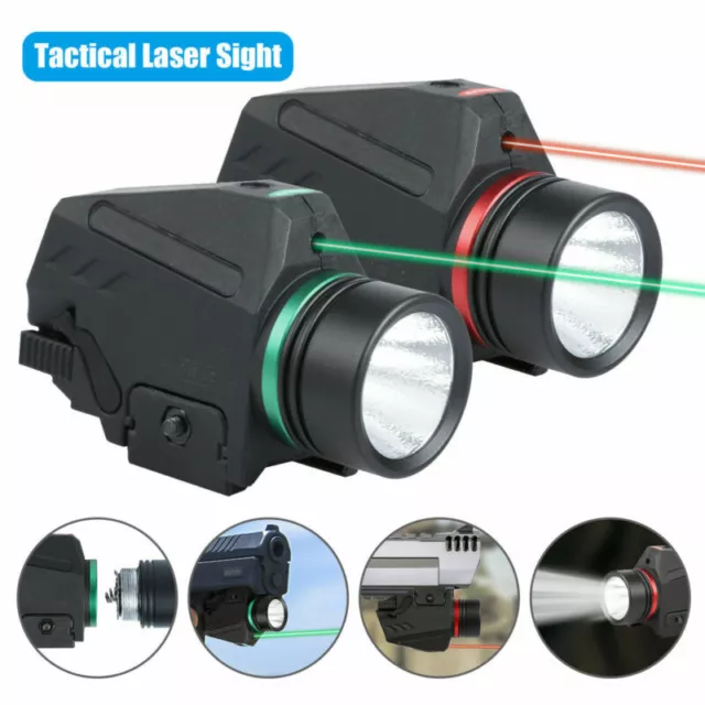 LED Flashlight Green/Red Dot Laser Sight Combo For 20mm Rail Pistol Rifle Glock