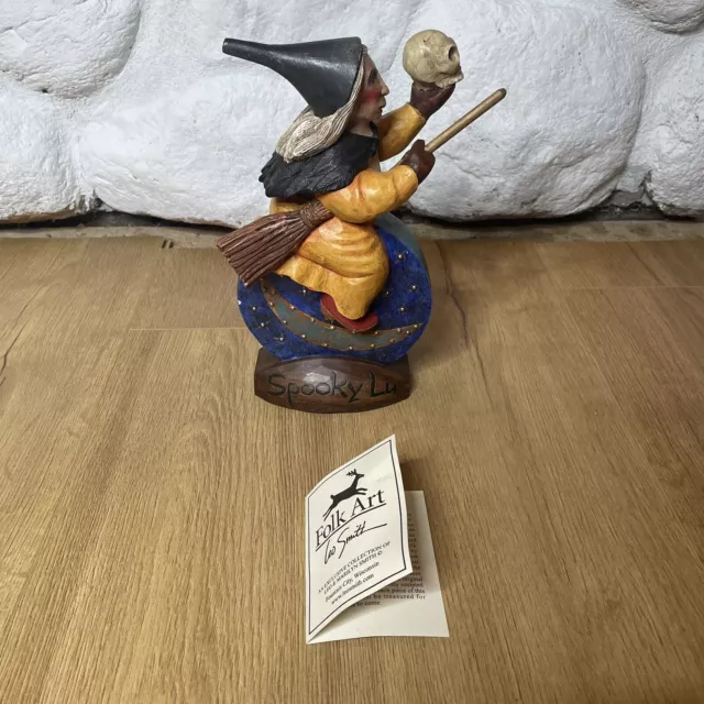Leo Smith Folk Art Spooky Lu Witch With Skull Halloween Rare Limited