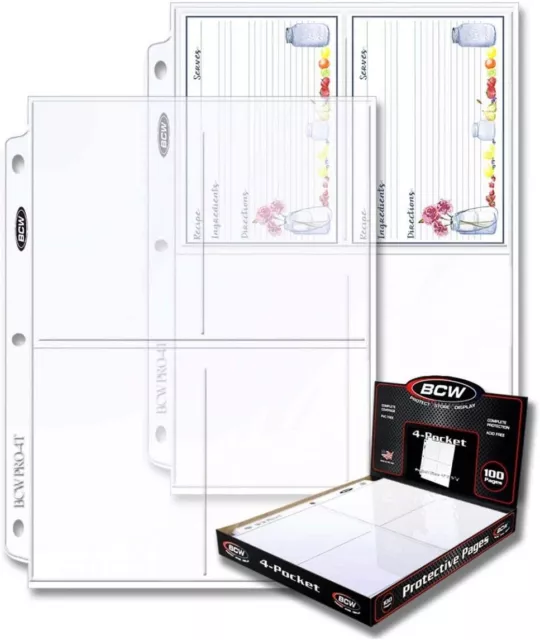 BCW Pro 4-Pocket Photo Protective Page, Holds 3.5" x 5.25" Photos Clear