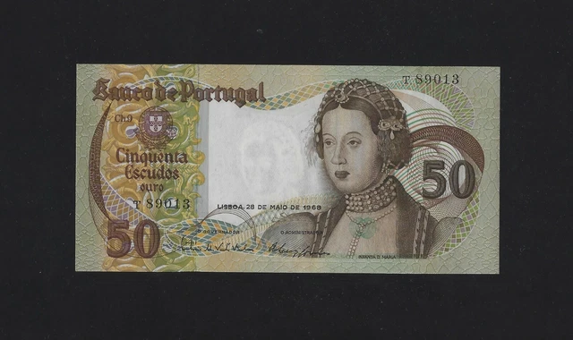 PORTUGAL 50 Escudos 1968  P-174a GEM UNC SINGLE  PREFIX T