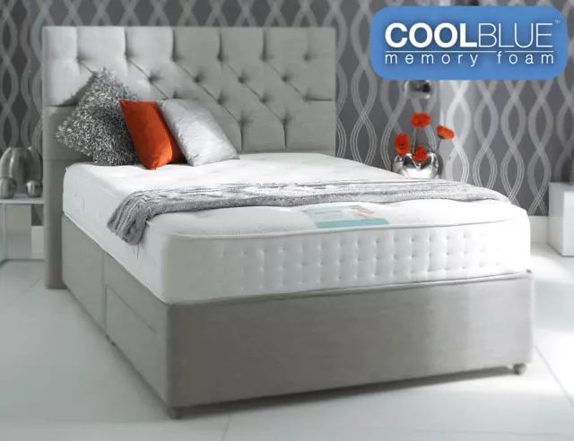 2000 Cool Blue Memory Foam Pocket Sprung Mattress, 3Ft 4Ft6 Double 5Ft King Size