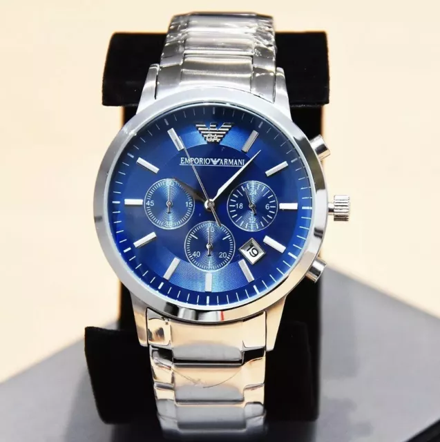 Emporio armani ar2448 men's chronograph watch with navy blue dial deals