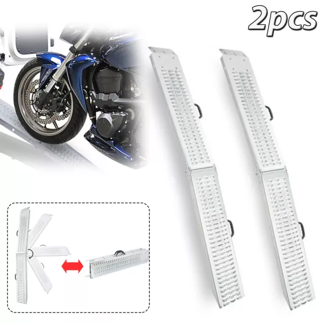 2 pz rampa pieghevole 400 kg rampa di accesso rampa di carico pieghevole guida di accesso argento