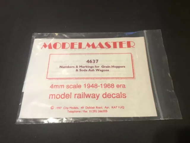 MODELMASTER 4mm Decals, 4637 Numbers & markings Grain hoppers & soda ash wagons