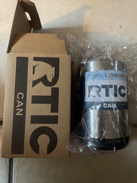 RTIC 16Oz Beer Soda Can Cooler Koozie Black Stainless Stl Vacuum Insulated  1286