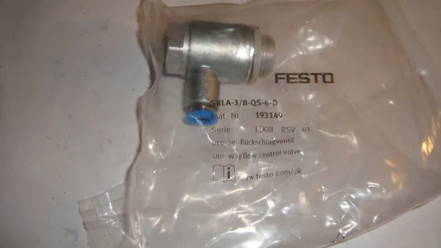 Festo-Drossel-Rückschlagventil-Grla-1/8-Qs-6-D-Nr-193149-Neu-Ovp