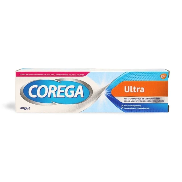 249,38 €/kg - confezione da 2 crema adesiva Corega cura protesica - ultra - 40 gr
