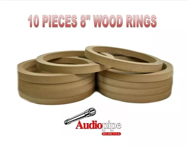 8" Inch Speaker Mounting Spacer Rings For Fiberglass Mdf Ring-8R (10 Rings)