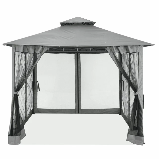 3x3m Luxus Pavillon Gartenpavillon Terrasse Hinterhof mit Atmungsaktiven 67