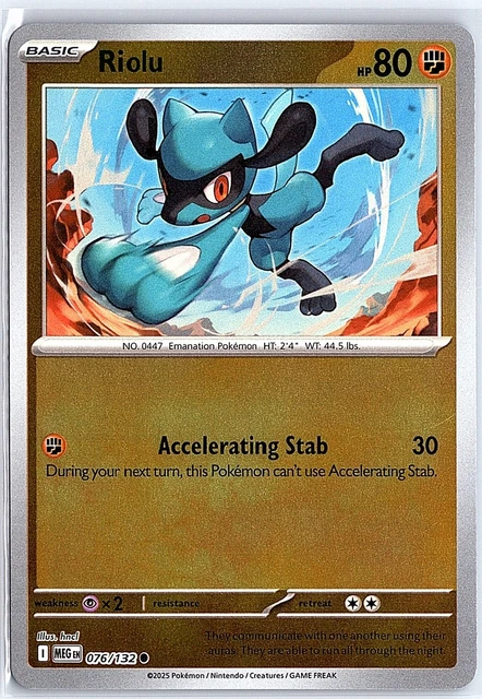 2025 POKEMON MEGA Evolution - MEG EN Riolu Common Reverse Holo #076/132 ...