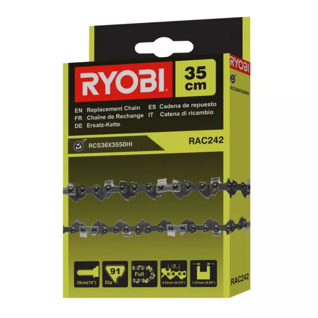 Ryobi Cadena de Sierra, Repuesto 35cm Largo, Rac 242 , para RCS36X3550HI