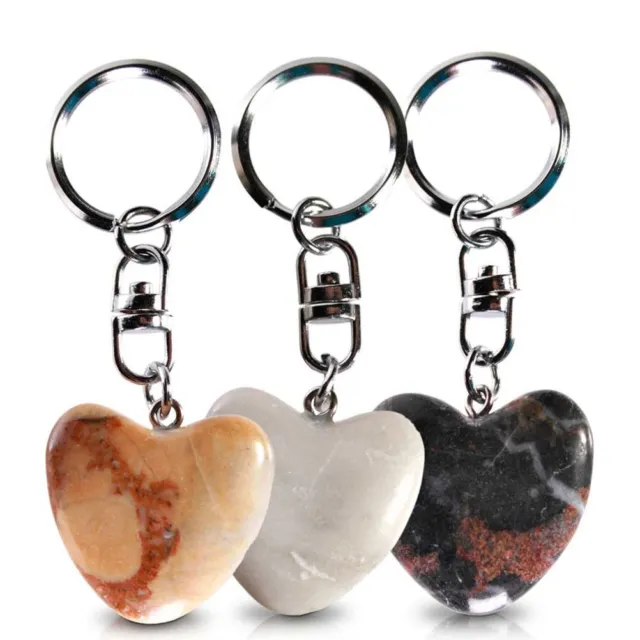 2 porte-clés en pierre en forme de coeur Galets des amoureux zen saint valentin