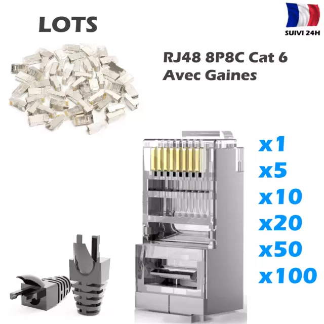 Lot de 1 à 150 fiches RJ45 (CAT 6) Connecteurs réseau ,Prises Ethernet, Embouts