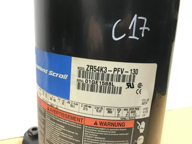Copeland 4.5 Ton Scroll 1HP Condenser Compressor ZR54K3-PFV-130 R-22 used #C17 2