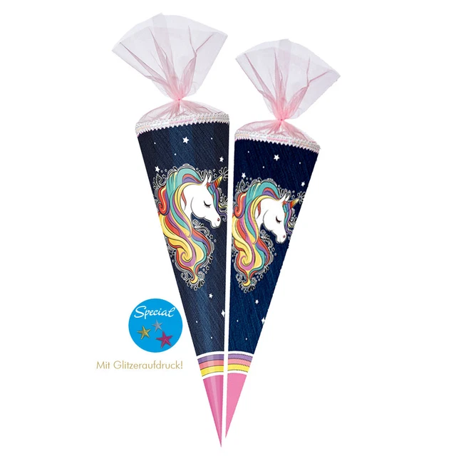 BETESSIN Einhorn Halskette Zur Einschulung - Schultüte Glücksbringer Set Mit Grußkarte