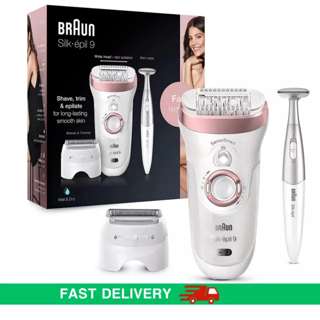 BRAUN SILK EPIL 9 LADIES WET AND DRY SHAVER Epilator For Long-Lasting H-Remover