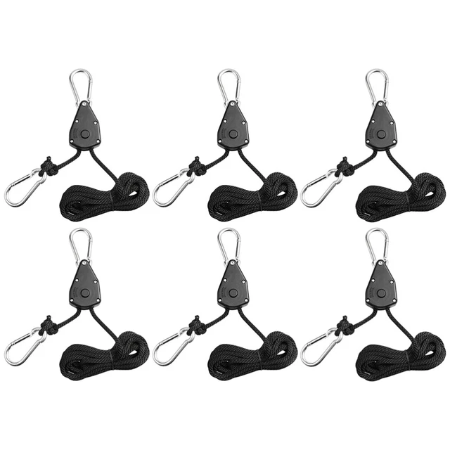 6Pcs Grow Light Hangers Riemenscheiben-Hebeseile Ratschenlichter Lifter