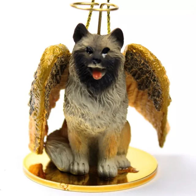 Keeshond Ornament Angel Figurine Hand Painted