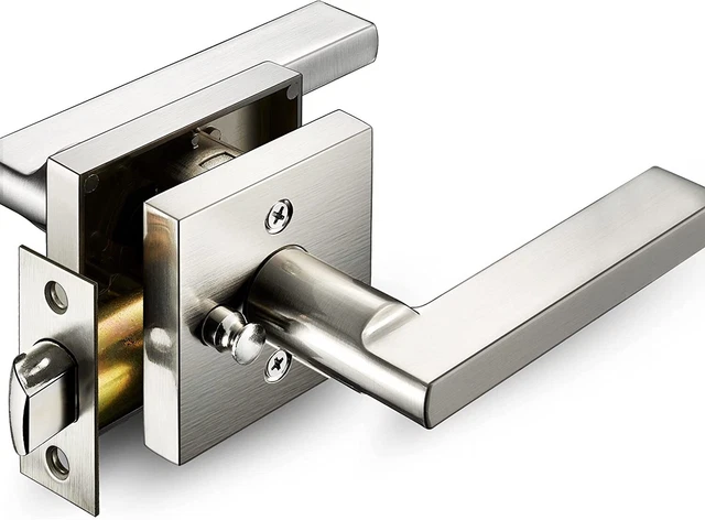 Square Door Lever Entrance Privacy Passage Dummy Bathroom Bedroom Satin Nickel