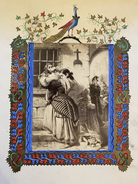 Antique 19th Century English Victorian Illuminated Manuscript Type Artist Page