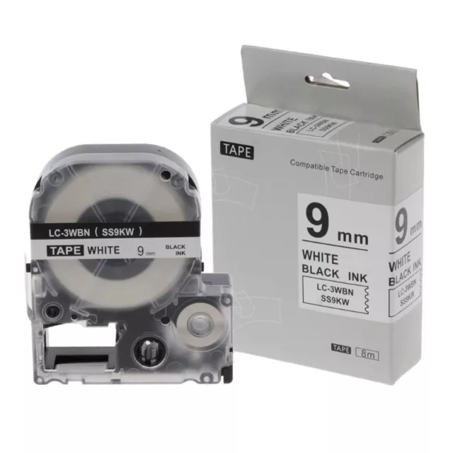 Black on White Label Tape Compatible for Tape LW-400 LW-600P LW-700 9mm