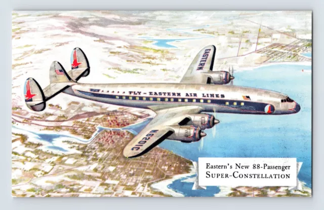 Postcard Eastern Airplane Super-Constellation 1950s Unposted Chrome