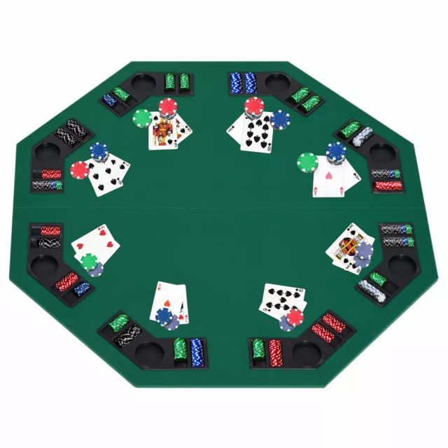 HOMCOM 1.2m/48 Inches Foldable Poker Table Top 8 Players Blackjack Chip Trays