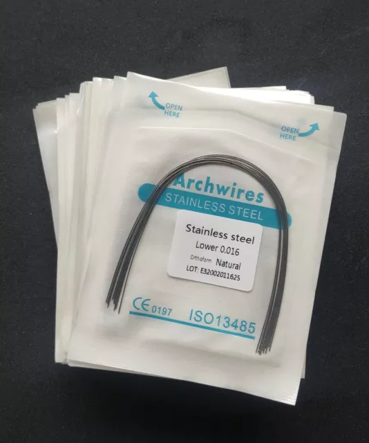 10 Packs Dental Orthodontic Stainless Steel Arch Wires Round Natural Form 100Pcs