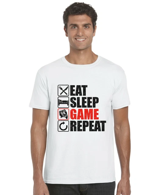 Eat Sleep Game Repeat Adults T-Shirt Funny Gaming Tee Top Gamer