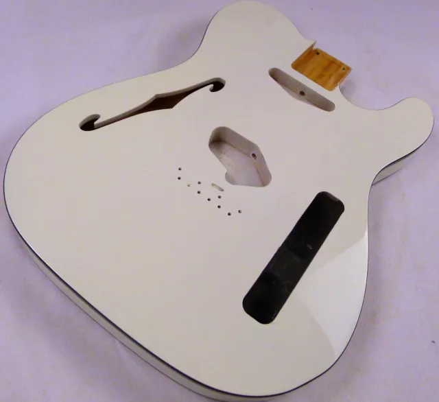 Tele Body F Hole Semi Hollow 2 pcs North American Alder Ivory White ≦2.0kg
