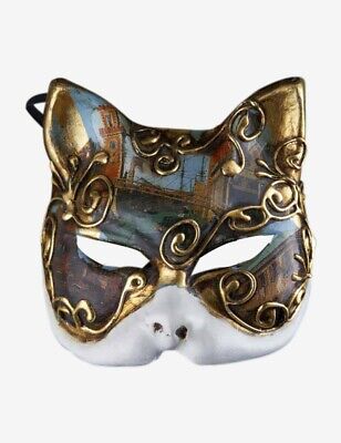 Venetian Mask Cat with Venice Drawing Made In Venice, Italy!