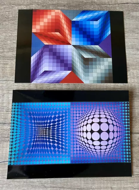 VICTOR VASARELY  Lot De 2 Cartes Postales, Estampillées Fondation Vasarely, 1971