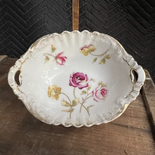 Beautiful Antique Hand Painted Porcelain Dresden Germany Decorative Serving Dish
