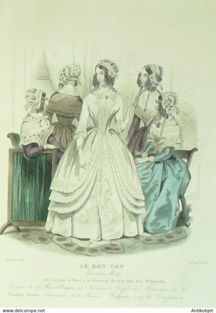 Gravure de mode Bon Ton courrier des Salons 1844 n°16 vol 2