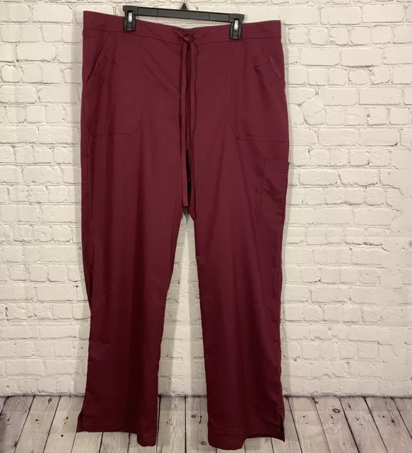 Greys Anatomy By Barco Scrub Pants 2XL Wine 4 Pocket Front Detail Elastic Back