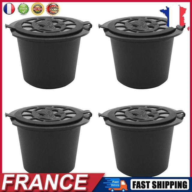 4pcs/set Reusable Coffee Capsule Filter Shell for Nespresso Machine (Black) fr
