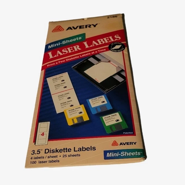 Avery 2186 Mini White Diskette Labels Laser