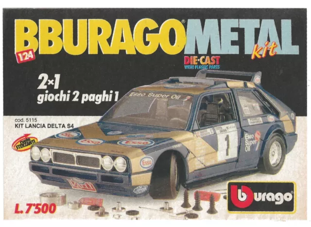 Pubblicità 1989 Burago Kit Lancia Delta S4 scala 1:24 cod 5115