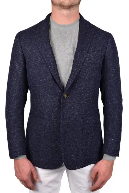 STILE LATINO blazer fait main US 38 EU 48 soie coton bleu Vincenzo Attolini