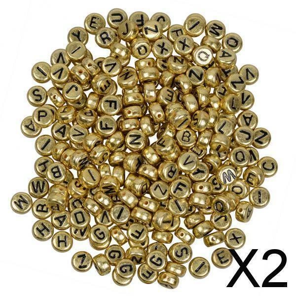 2X 200 pcs perles acryliques colorées charme alphabet lettre perle diy bijoux 7