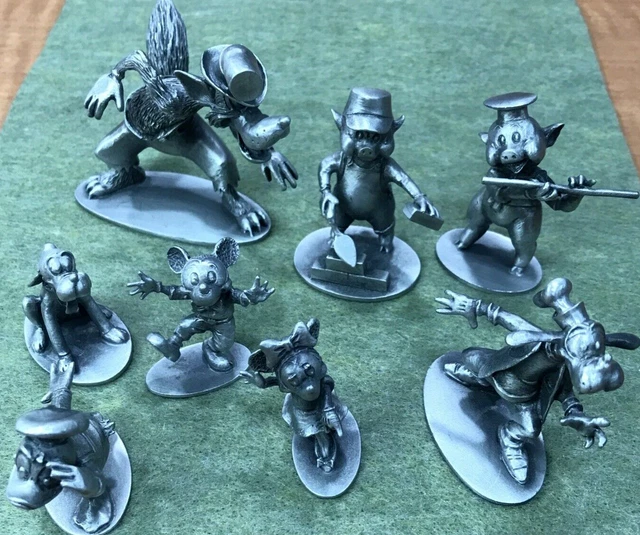 8 Pc  Disney  Hudson Pewter Figurines  Mickey Minnie Pluto Goofy Donald Pigs +