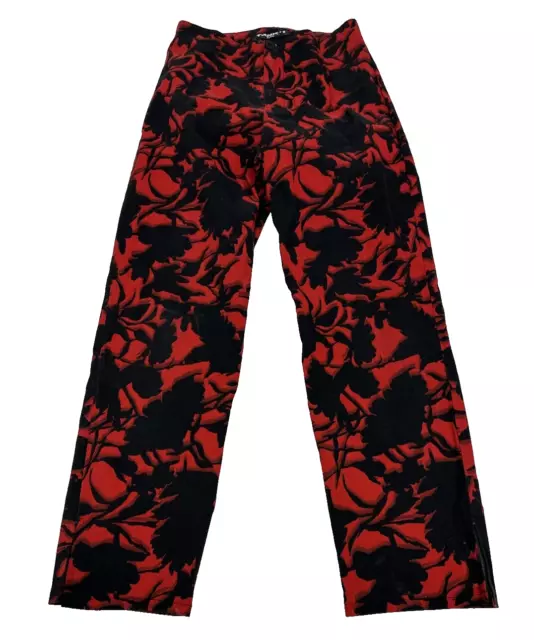 Tark’1 Pants Womens 3 Tall Red Flowers Leaves Silhouette RARE UNIQUE France Made