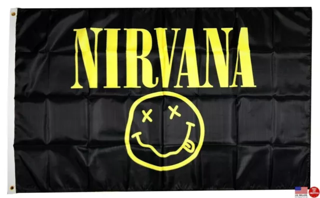 NIRVANA Smiley Face 3x5 Flag Wall 3 x 5 Banner Man Cave Flags USA New 3